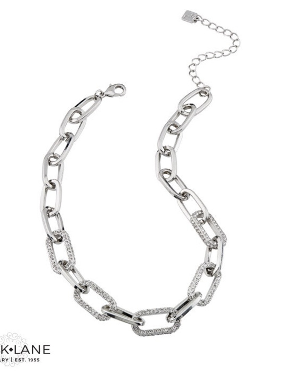 Parklane Palm Beach Silver chunky Link Necklace with crystals